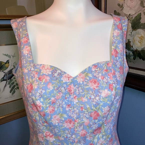 Vintage 1996 Laura Ashley Tea dress + bolero Floral Periwinkle blue sz 10 usa - Picture 7 of 15